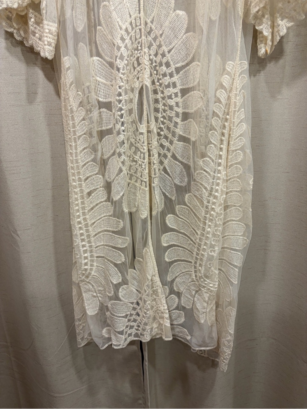 Rebellion Crochet Lace Duster Kimono in Ivory - Picture 8 of 8